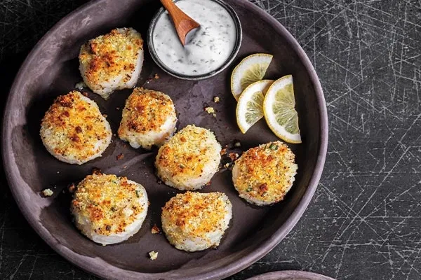 Potato-Crusted Scallops with Parsley-Lemon Sauce